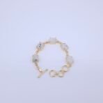Brass Bracelet with Natural Moonstone Stones in Crown Setting