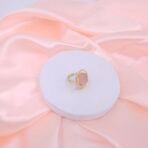 Pink Natural Stone Spiral Round Brass Adjustable Ring