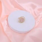 Pink Natural Stone Spiral Round Brass Adjustable Ring