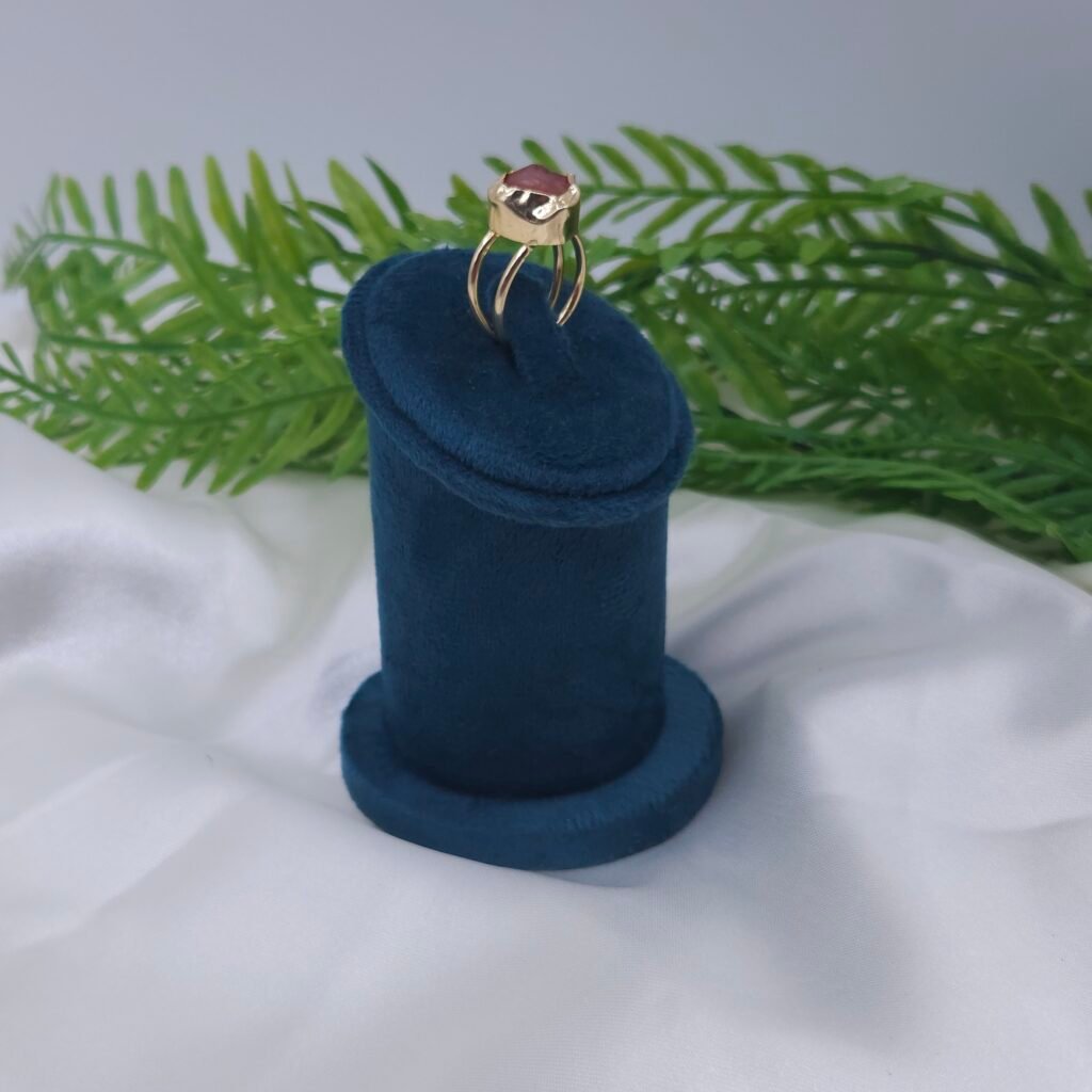 Handcrafted Raw Red Stone Brass Ring