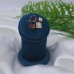 Handmade Multi-Gemstone Brass Ring with Amethyst, Pearl, Ruby & Moonstone