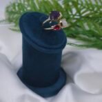 Handmade Multi-Gemstone Brass Ring with Amethyst, Pearl, Ruby & Moonstone