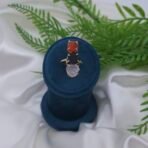 Adjustable Brass Ring with Raw Semi-Precious Stones – Red, Black & White