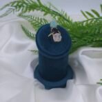 Adjustable Brass Ring with Aqua, Black & White Raw Semi-Precious Stones