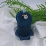 Adjustable Brass Ring with Aqua, Black & White Raw Semi-Precious Stones