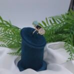 Adjustable Brass Ring with Aqua, Black & White Raw Semi-Precious Stones