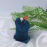 Adjustable Brass Open Ring with Red Raw Stone & Pearl