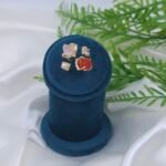 Adjustable Brass Multi-Stone Ring with Rose Quartz, White Gemstone, Pearl & Red Raw Stone