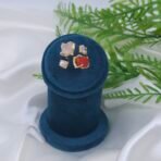 Adjustable Brass Multi-Stone Ring with Rose Quartz, White Gemstone, Pearl & Red Raw Stone