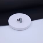 Geometric Coffin-Cut Grey Agate Ring in Black Rhodium