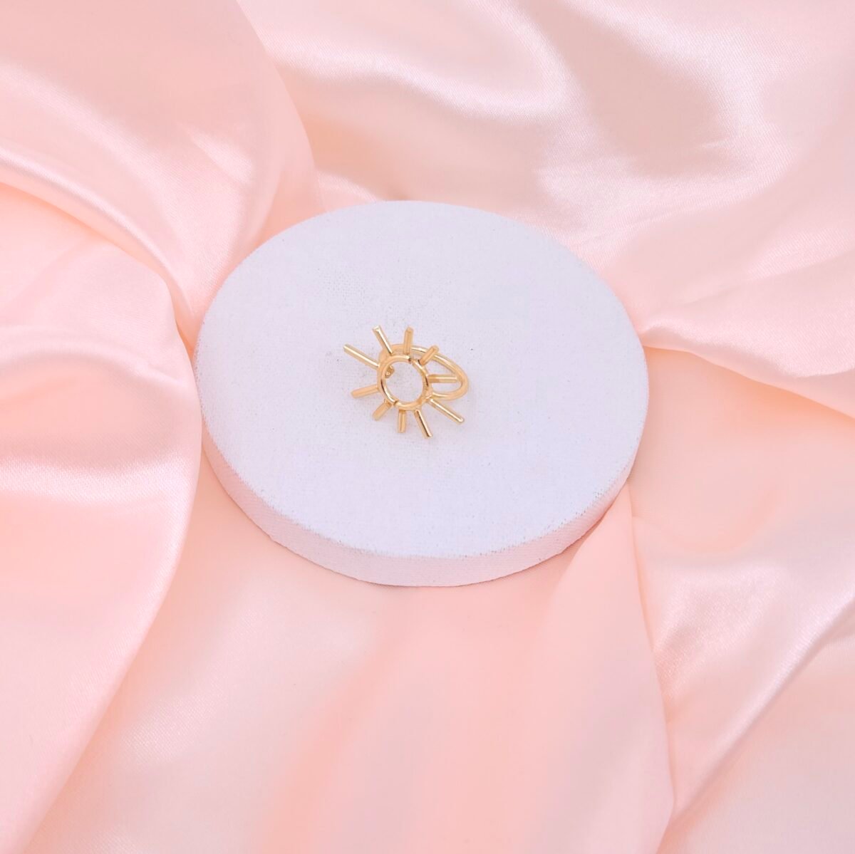 Handmade Sunburst Geometric Brass Statement Ring - Anti-Tarnish