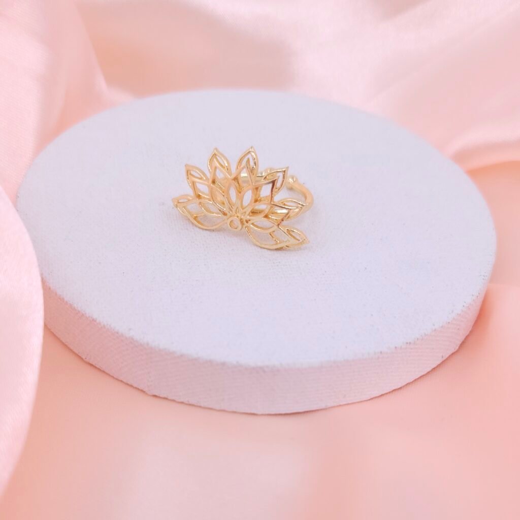 Lotus Blossom Brass Ring - Handmade Gold Statement Ring