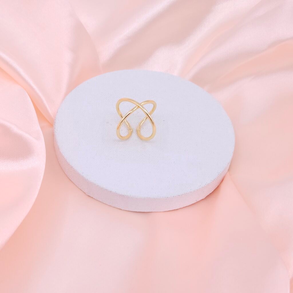 Minimalist X Brass Ring - Modern Gold Open Design