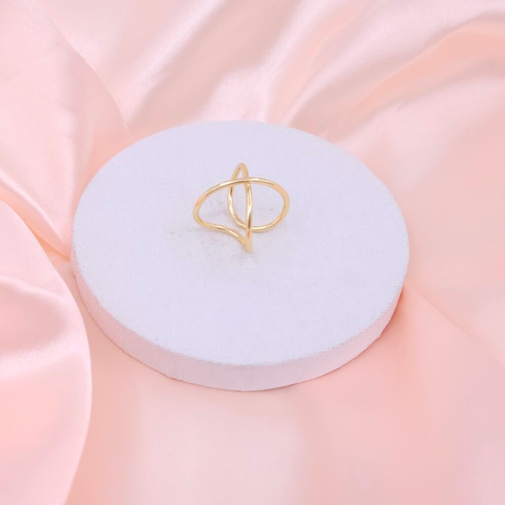 Minimalist X Brass Ring - Modern Gold Open Design