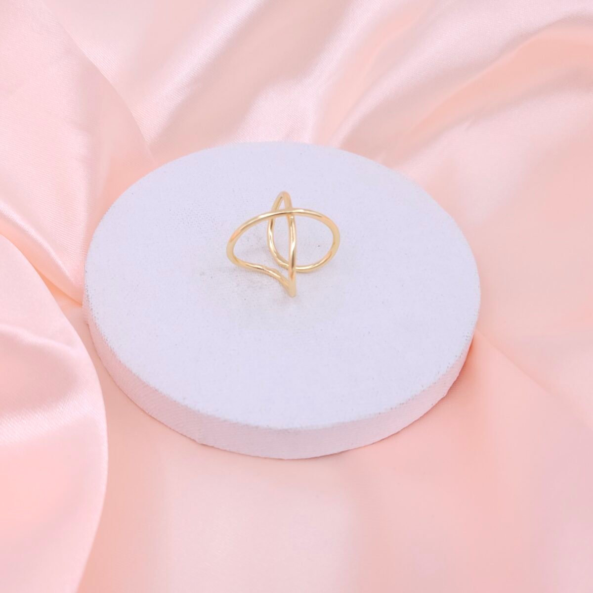 Minimalist X Brass Ring - Modern Gold Open Design