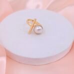 Modern Bar & Pearl Brass Statement Ring