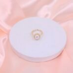 Minimalist Pearl Adjustable Brass Ring