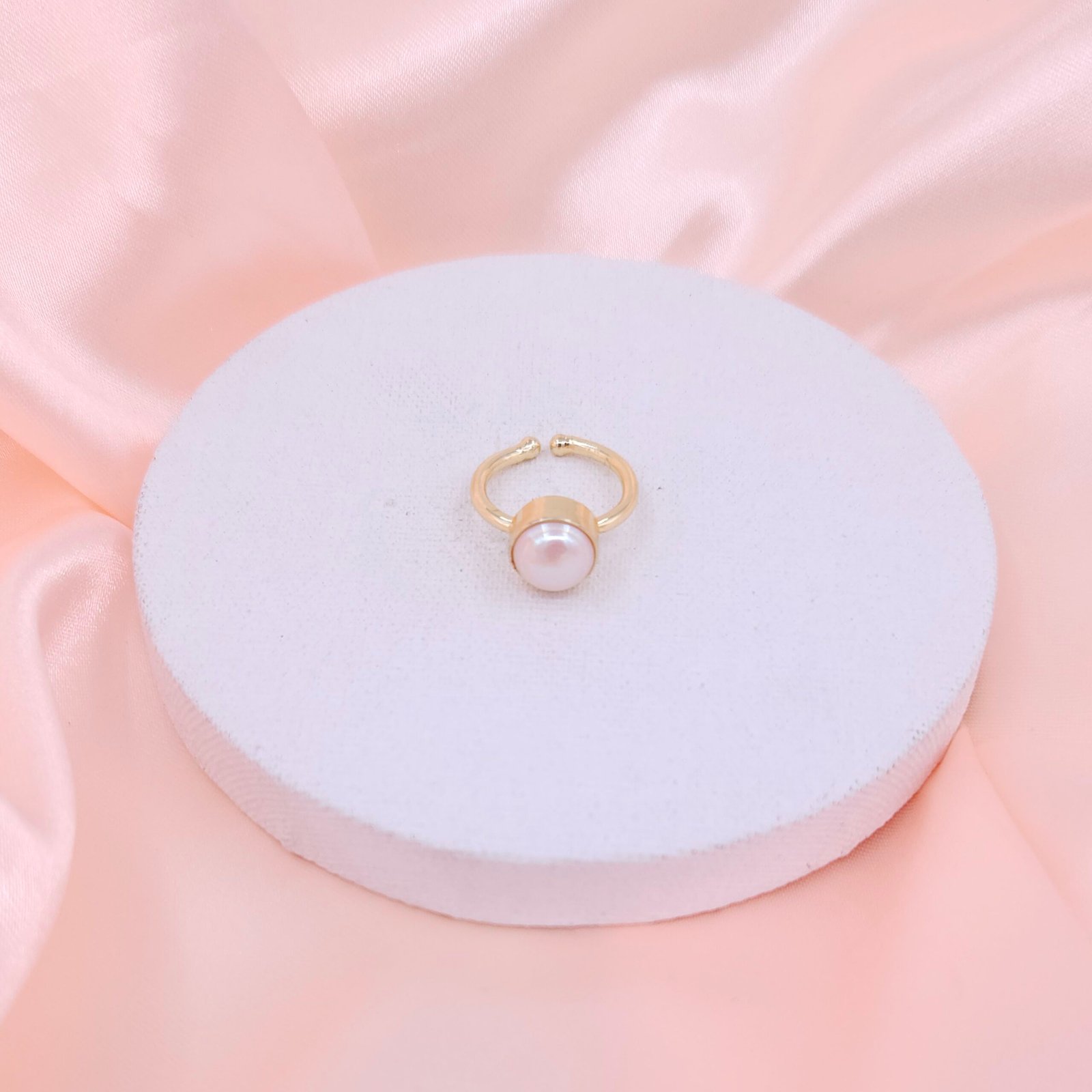 Minimalist Pearl Adjustable Brass Ring Minimalist Pearl Adjustable Brass Ring