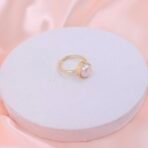 Minimalist Pearl Adjustable Brass Ring