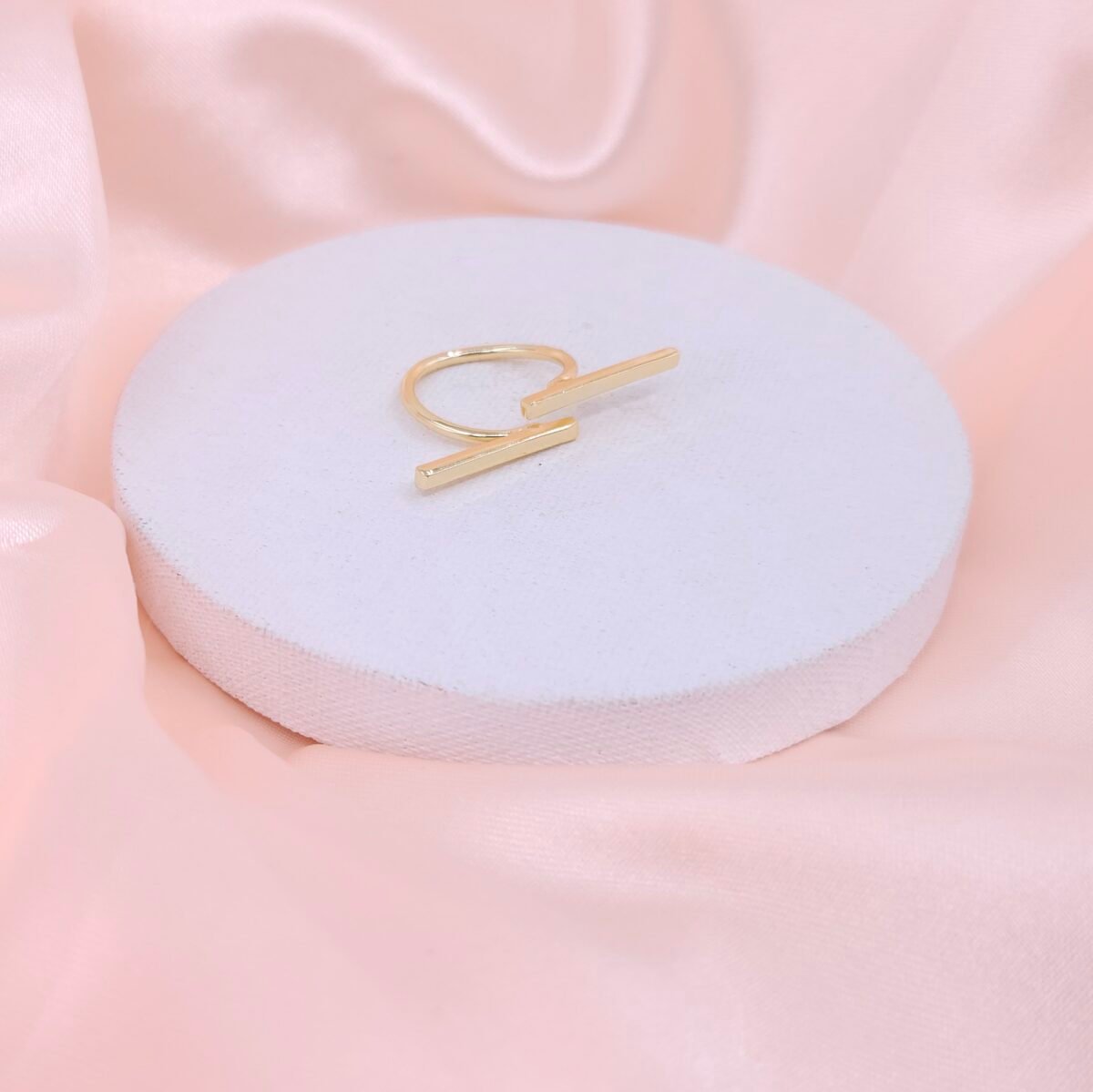 Minimalist Double Bar Open Brass Ring - Gold Finish