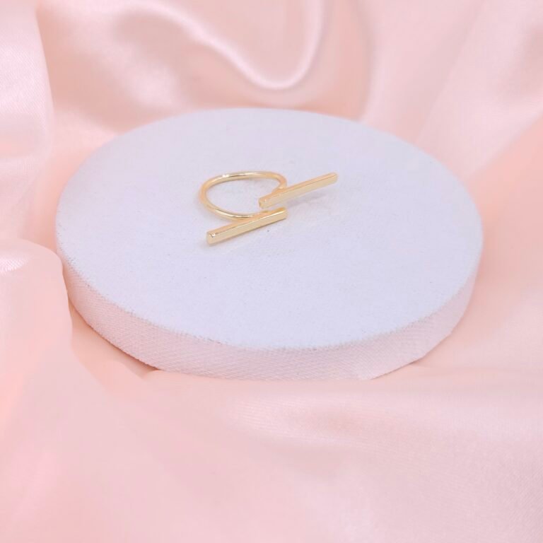 Minimalist Double Bar Open Brass Ring - Gold Finish