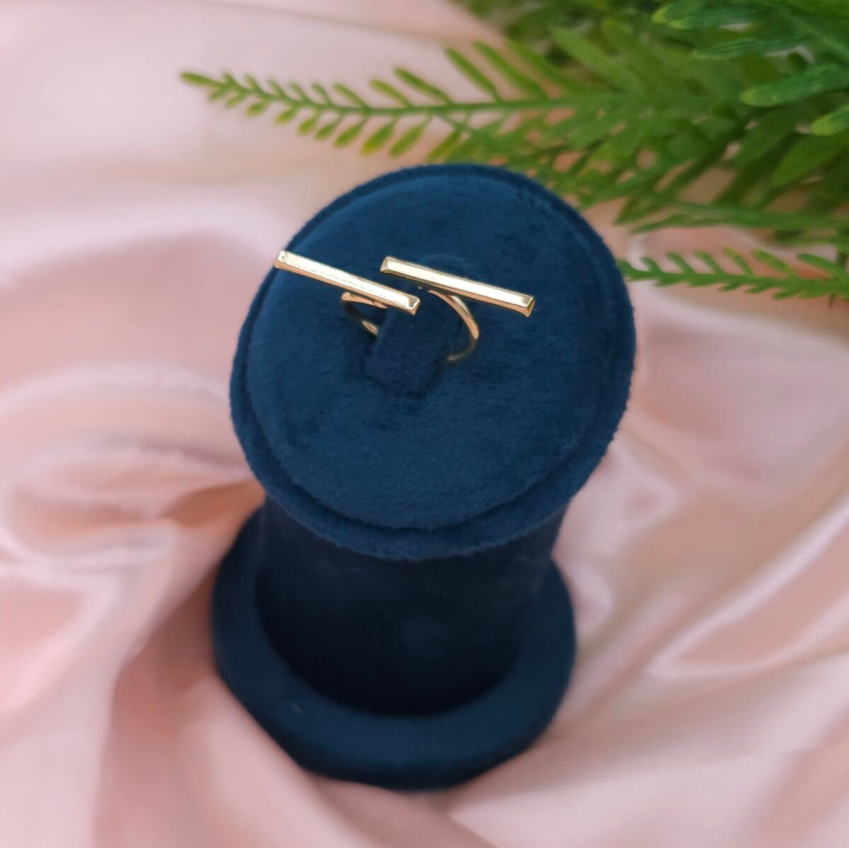 Minimalist Double Bar Open Brass Ring - Gold Finish