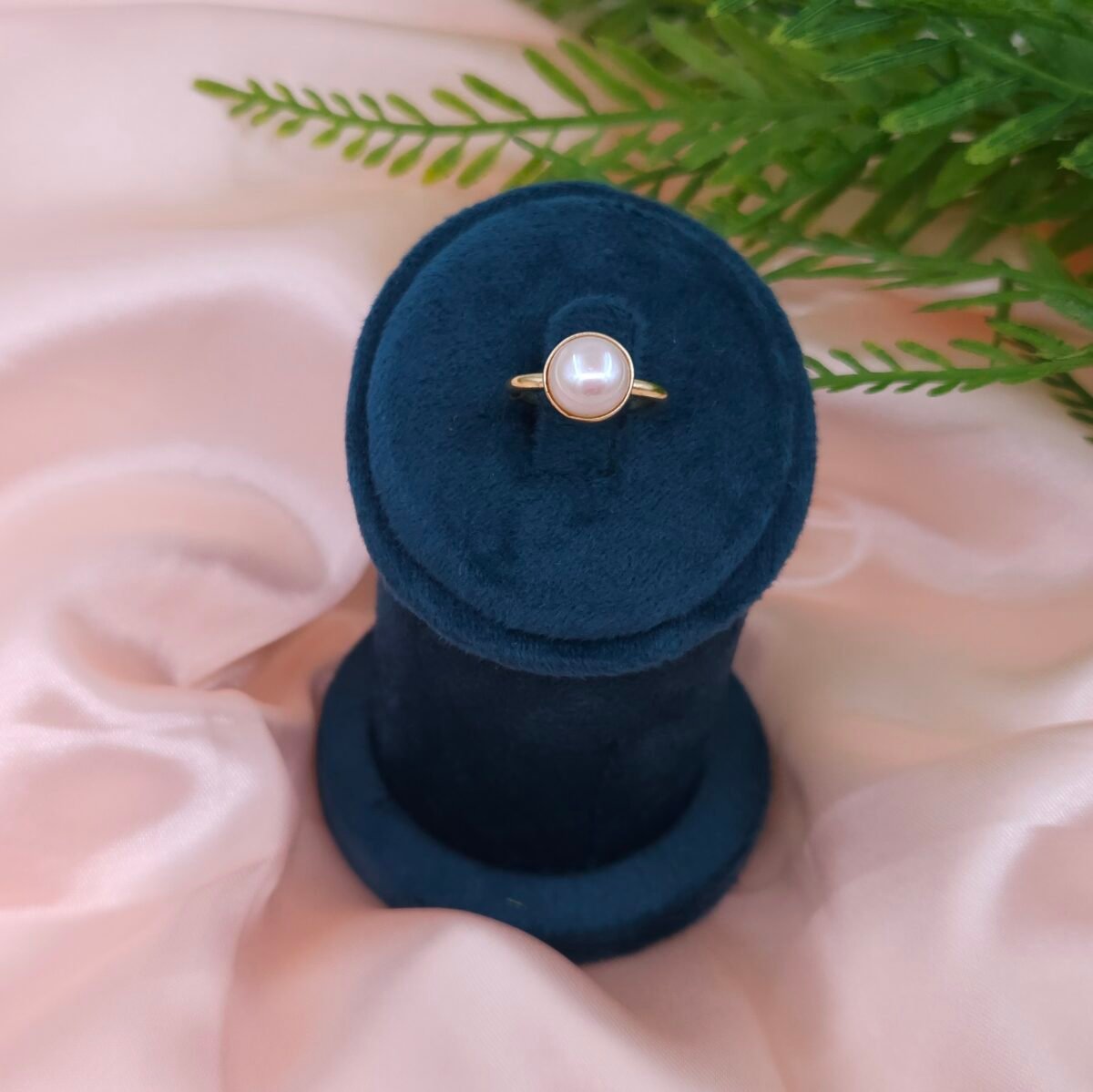 Minimalist Pearl Adjustable Brass Ring