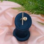 Geometric Bar and Circle Brass Statement Ring - Gold Finish