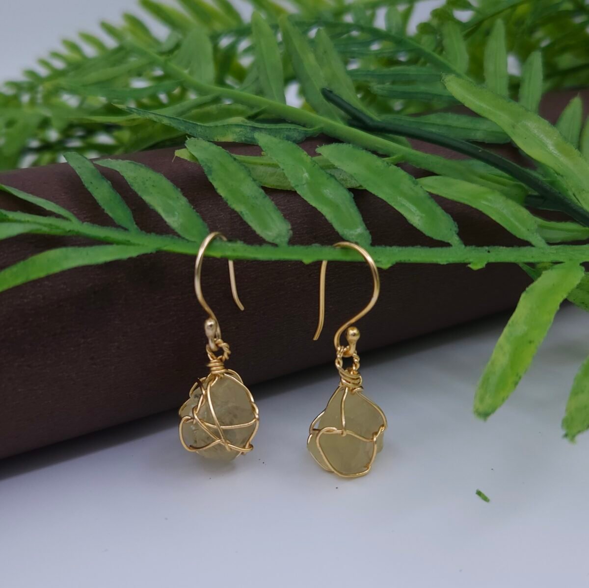 Golden Yellow Natural Stone Wire Wrapped Jewelry Set