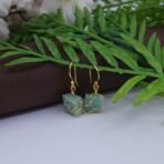 Aqua Blue Natural Stone Wire Wrapped Jewelry Set - Gold