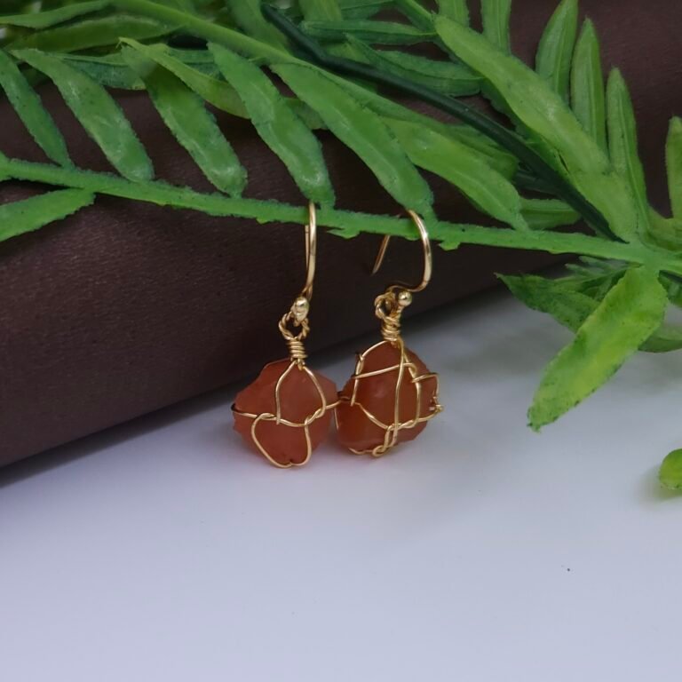 Red Natural Stone Wire Wrapped Jewelry Set