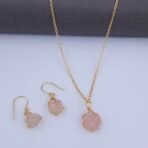 Pink Natural Stone Wire Wrapped Jewelry Set
