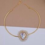 Handcrafted Gold Hasli Necklace with Mother of Pearl & Miniature Pearls - Anti-Tarnish Finish