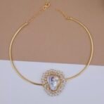 Handcrafted Gold Hasli Necklace with Mother of Pearl & Miniature Pearls - Anti-Tarnish Finish
