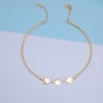 Handcrafted Gold Hasli Necklace with Triple Star Charms - Anti-Tarnish Finish