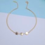 Handcrafted Gold Hasli Necklace with Triple Star Charms - Anti-Tarnish Finish