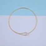 Handcrafted Gold Hasli Necklace with Single Pearl Accent - Anti-Tarnish Minimalist Choker