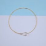 Handcrafted Gold Hasli Necklace with Single Pearl Accent - Anti-Tarnish Minimalist Choker