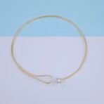 Handcrafted Gold Hasli Necklace with Single Pearl Accent - Anti-Tarnish Minimalist Choker
