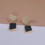 Handcrafted Gold Hasli & Earrings Set with Raw Green Stone - Anti-Tarnish Modern Jewelry