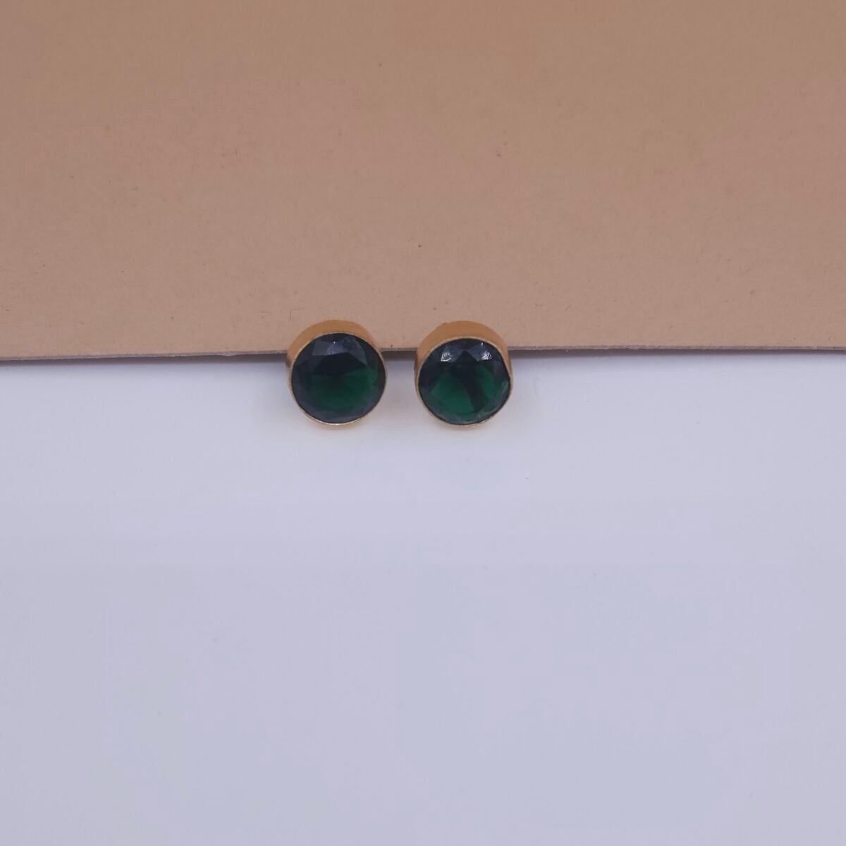 Handcrafted Gold Hasli Necklace & Green Stud Earrings Set with Multicolor Geometric Gems - Anti-Tarnish