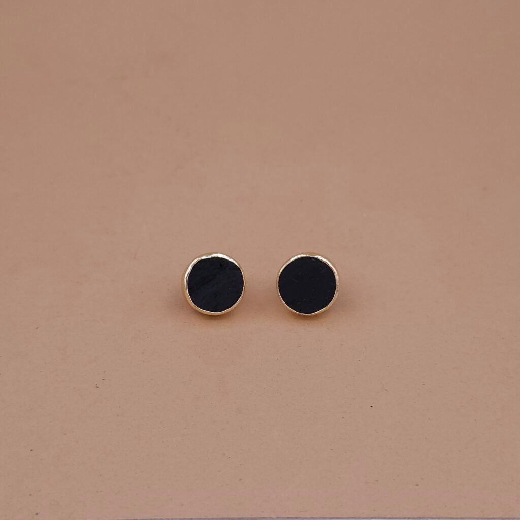 Noir Charm Natural Stone Stud Jewellery – Anti-Tarnish Gold Finish