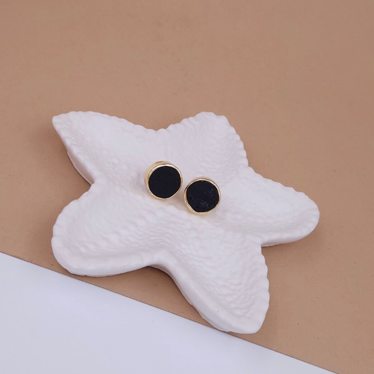 Noir Charm Natural Stone Stud Jewellery – Anti-Tarnish Gold Finish