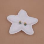 Green Natural Stone Stud Earrings in Gold Finish | Handcrafted & Anti-Tarnish Minimal Studs