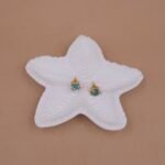 Green Natural Stone Stud Earrings in Gold Finish | Handcrafted & Anti-Tarnish Minimal Studs