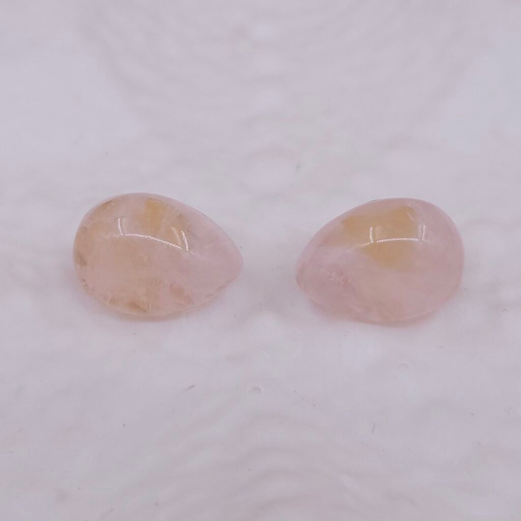 Rose Quartz Stud Earrings in Gold Finish | Minimal Handcrafted Anti-Tarnish Earrings