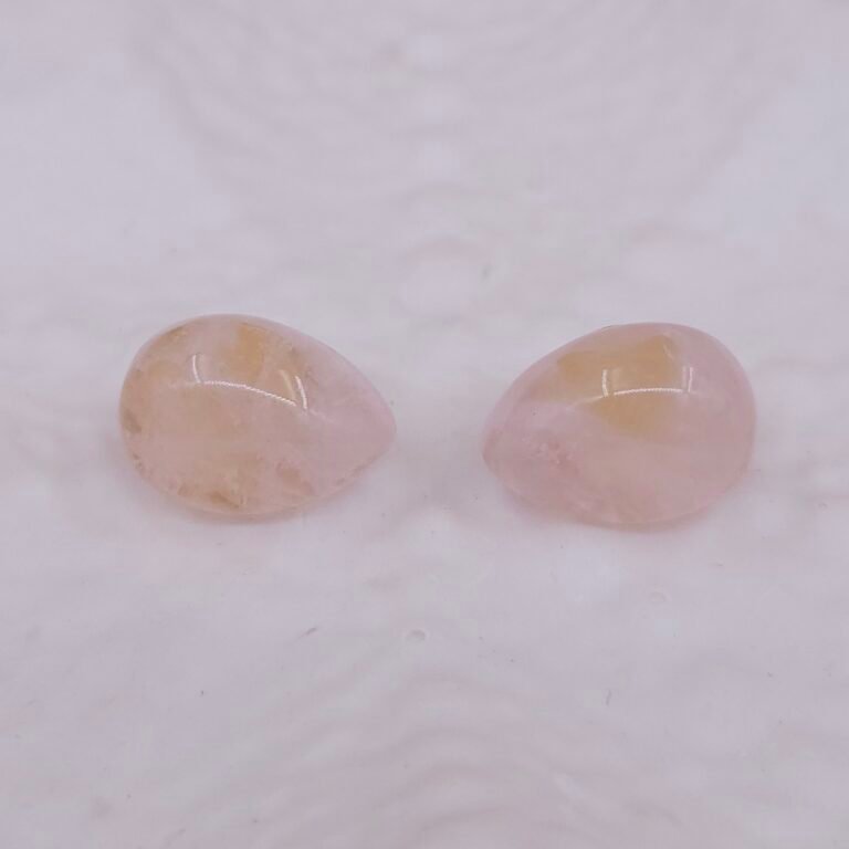 Rose Quartz Stud Earrings in Gold Finish | Minimal Handcrafted Anti-Tarnish Earrings