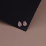 Rose Quartz Stud Earrings in Gold Finish | Minimal Handcrafted Anti-Tarnish Earrings