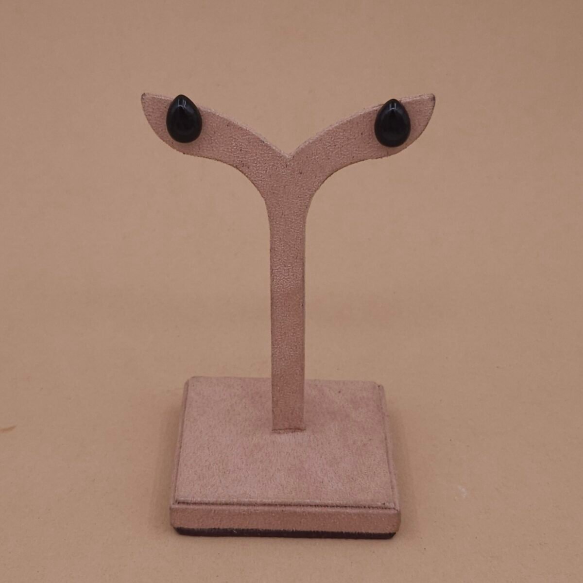 Black Teardrop Stud in Gold Finish | Handcrafted & Anti-Tarnish