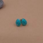 Aqua Teardrop Stud in Gold Finish | Handcrafted & Anti-Tarnish